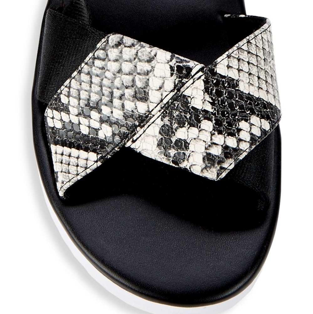 NEW Kate Spade Dotty Embossed Snakeskin Sandals in Black/White - Picture 8 of 16